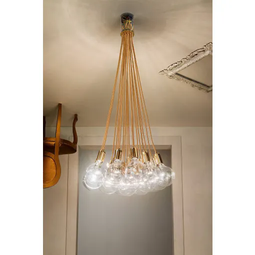 Lampada a sospensione in vetro con elementi in acciaio e19 - e61 di Vesoi