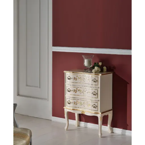 Comodino Classic 035 SPA BR in legno laccato con intarsio di Tarocco Vaccari