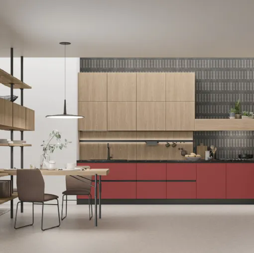 Young 01 Noce Marino, Corallo, top laminato Fossil Brown lucido.