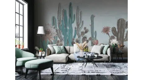 Carta da parati con cactus rosa e verde Fantasia WPC_582 di Caos Creativo by Rossi&Co