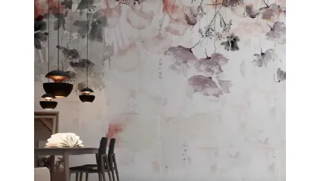 Carta da parati con decorazione a fiori acquarellati Wall Writing WPC_311 di Caos Creativo by Rossi&Co