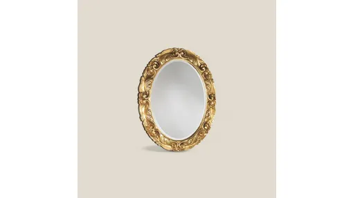 Specchiera ovale in legno intagliato dorato Dogi SP7401 di Tarocco Vaccari
