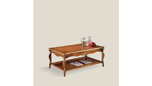 Tavolino classico in legno intarsiato Passioni 5445 EM27 di Tarocco Vaccari