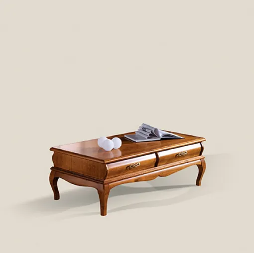 Tavolino classico rettangolare in legno con due cassetti Princess 1669 120 SPA di Tarocco Vaccari