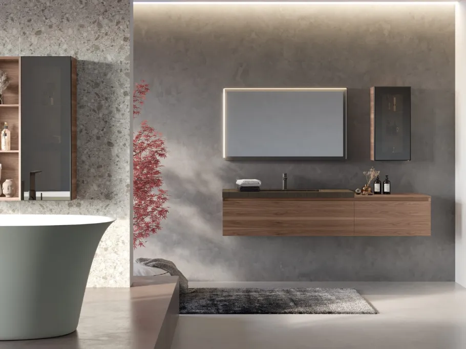 Mobile da Bagno sospeso in Noce Canaletto Airy Edge 08 di RCR