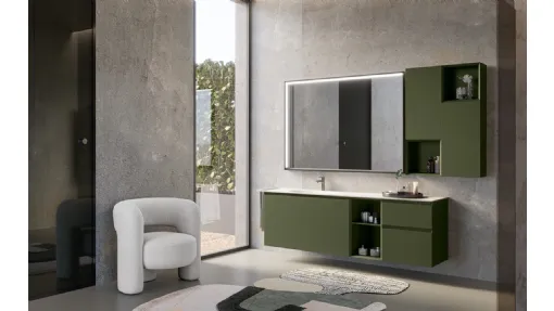 Mobile da Bagno sospeso in laccato Verde Bosco opaco Airy Edge 10 di RCR