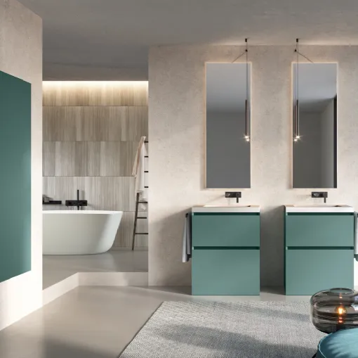 Mobile da Bagno a terra Airy Edge 12 in laccato Verde Veronese opaco di RCR