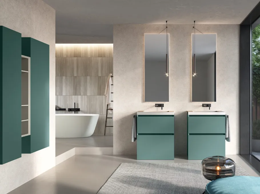 Mobile da Bagno a terra Airy Edge 12 in laccato Verde Veronese opaco di RCR