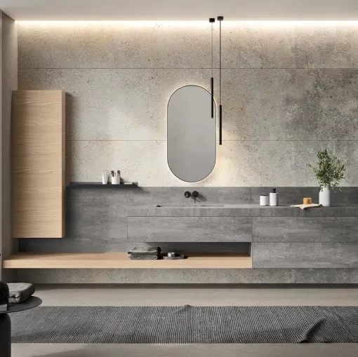 Mobile da Bagno sospeso Airy Sistema 03 in Gres e Rovere Nude di RCR