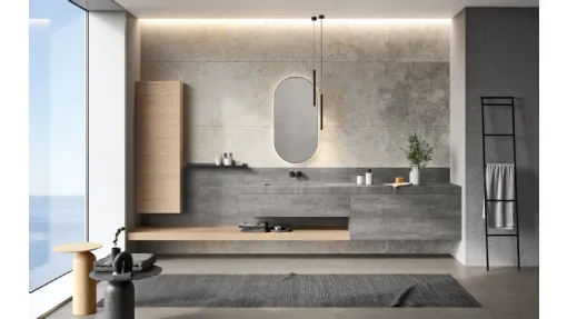 Mobile da Bagno sospeso Airy Sistema 03 in Gres e Rovere Nude di RCR