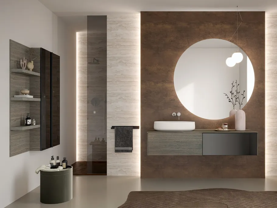 Mobile da Bagno Airy Sistema 06 in Rovere e Vetro di RCR