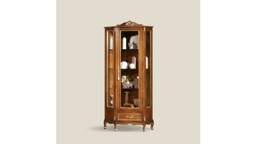 Libreria classica in legno e vetro trasparente Emozioni 5149 EM27 di Tarocco Vaccari
