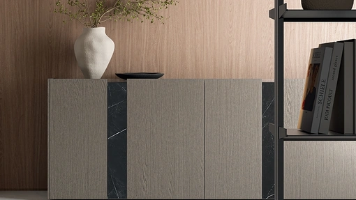 Madia DA45 in essenza Rovere con inserti in gres di Dall'Agnese