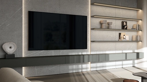 Parete Attrezzata Boiserie in laccato e HPL di Dall'Agnese