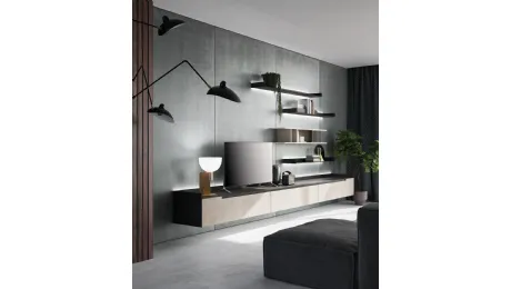 Parete attrezzata Slim Up Comp 03 Resina Tortora di Dall'Agnese