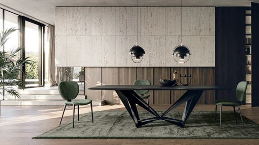 Tavolo in impiallacciato frassino tinto carbone Papillon di Sedit